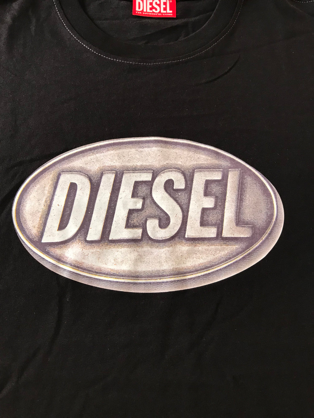 Diesel Regular Men's T-Shirt - Black | Oval D Logo