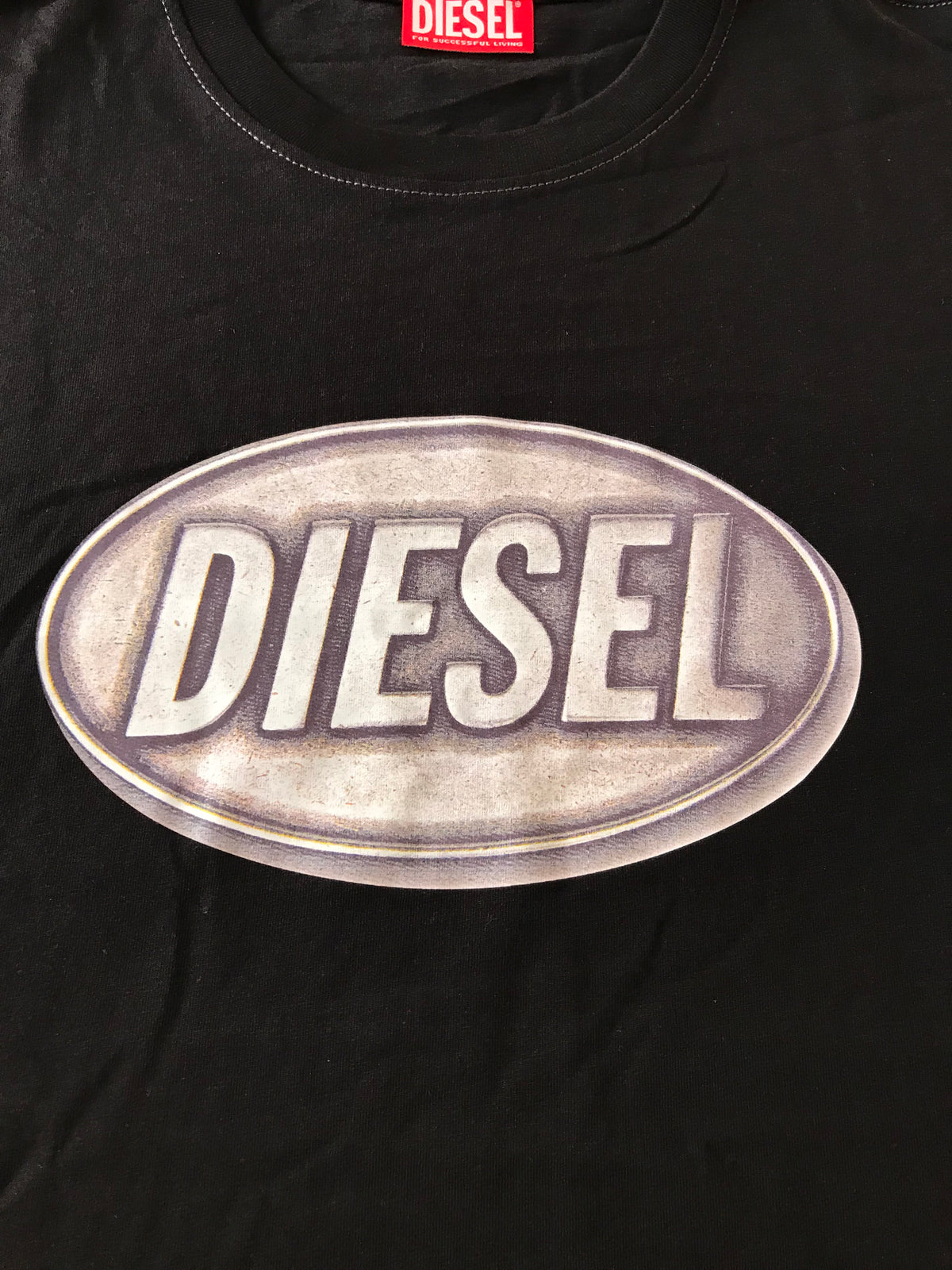 Diesel Regular Men's T-Shirt - Black | Oval D Logo