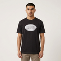 Diesel black regular fit t-shirt – man wearing front view on light background showing Oval D logo