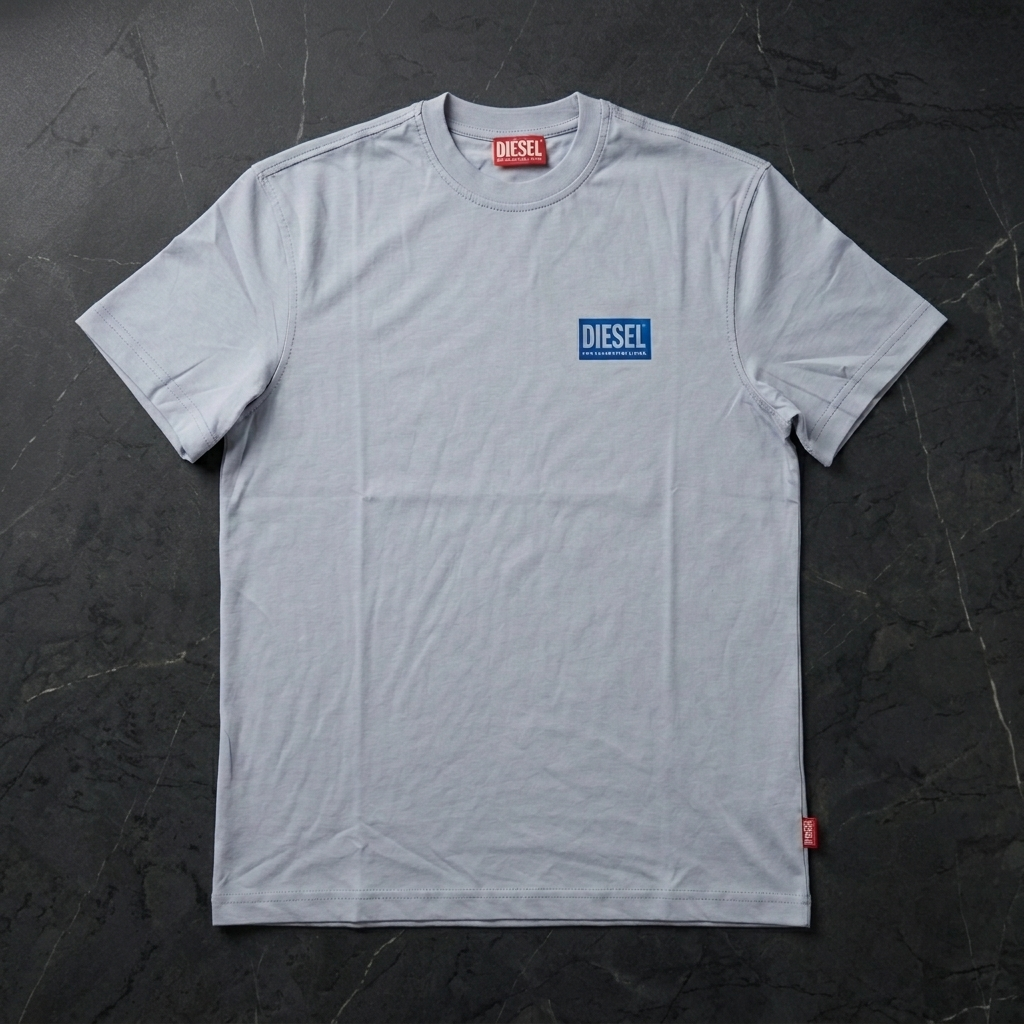 Diesel Sky Blue T-Shirt on model - street style