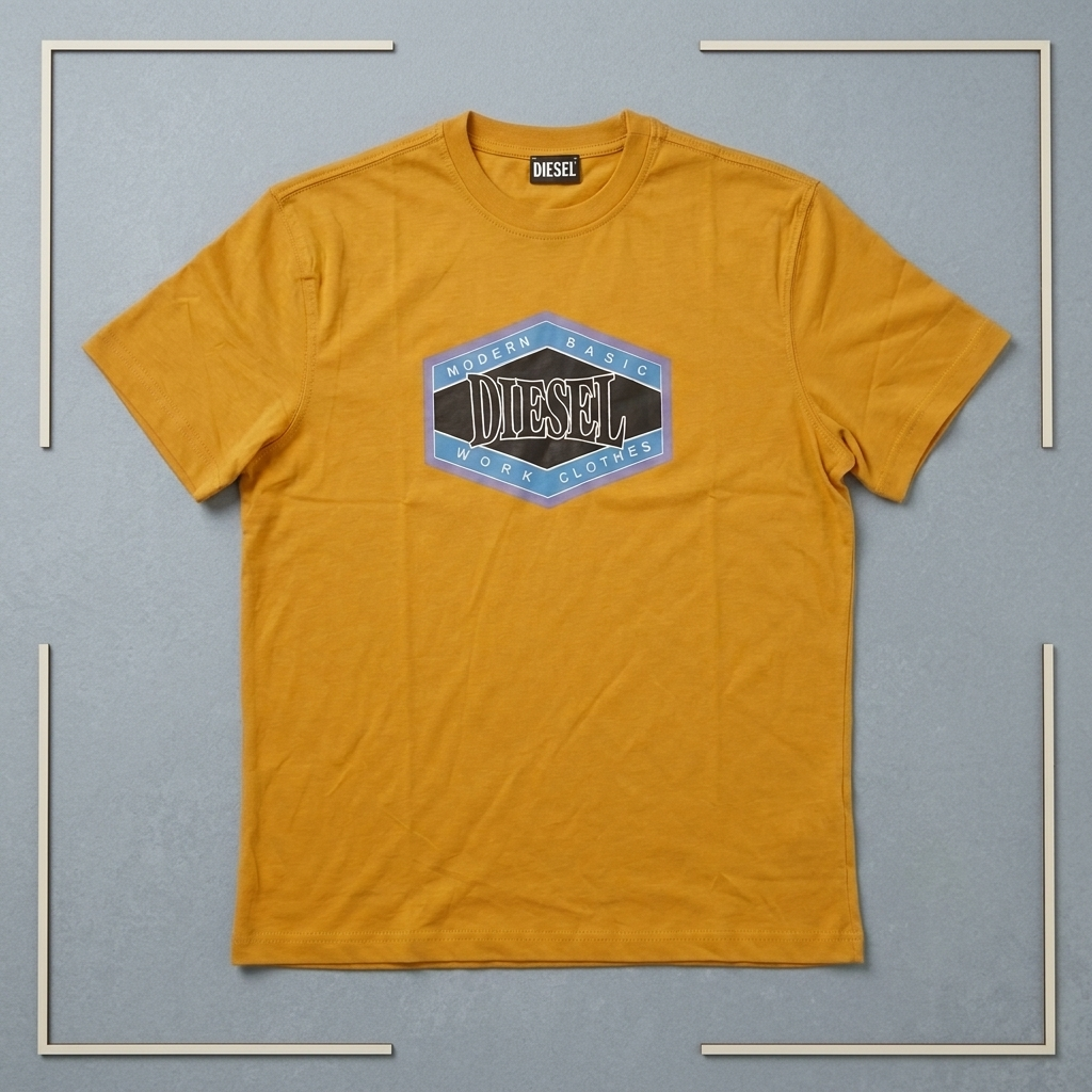 Diesel Yellow Graphic T-Shirt flat lay