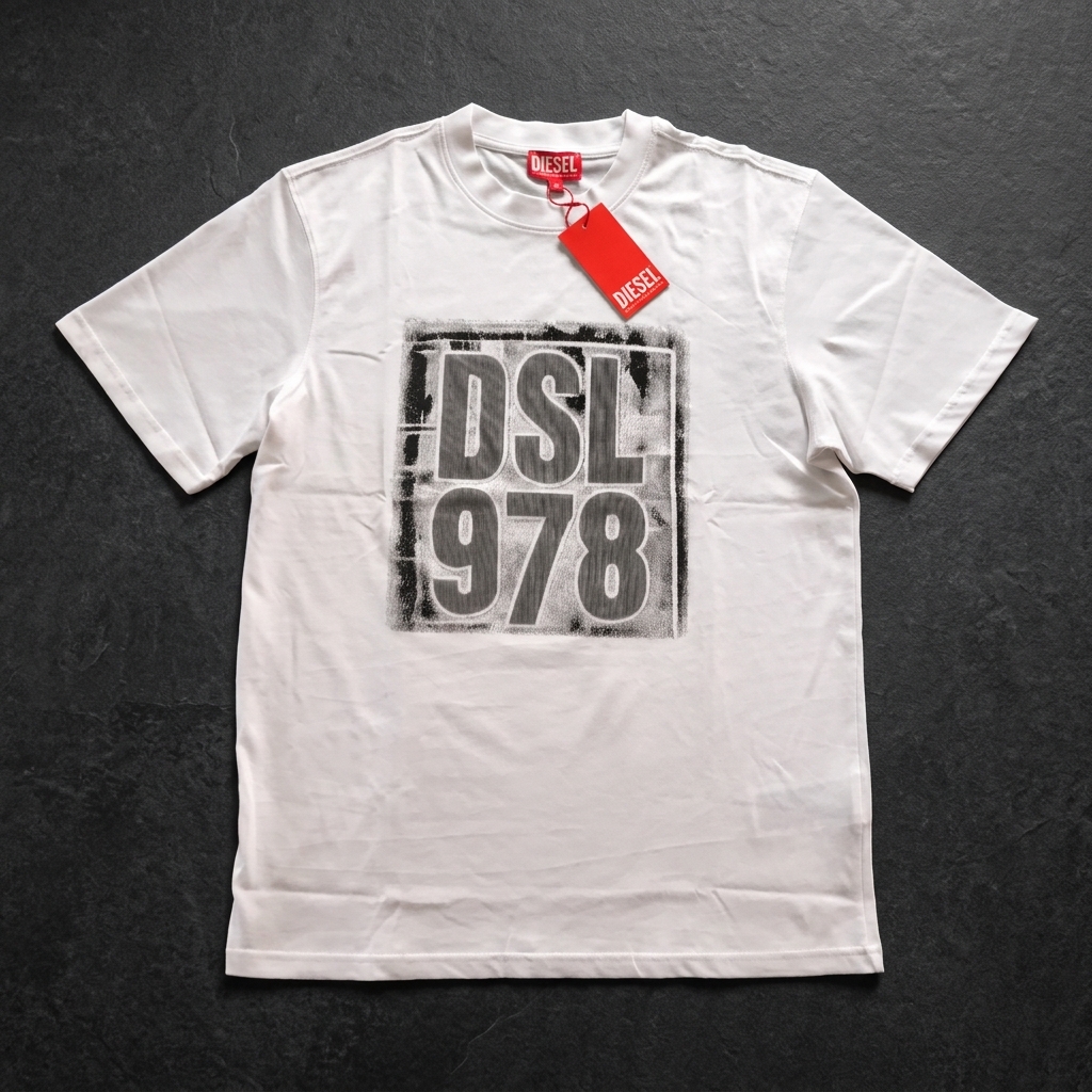 Premium Diesel Drop Shoulder Men's T-shirt White - Flat lay
