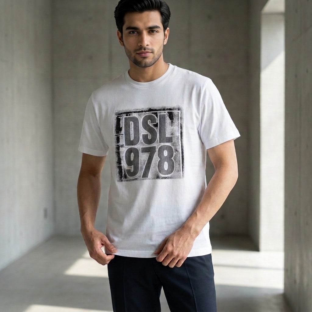 Premium Diesel Drop Shoulder Men's T-shirt White - Model view 1