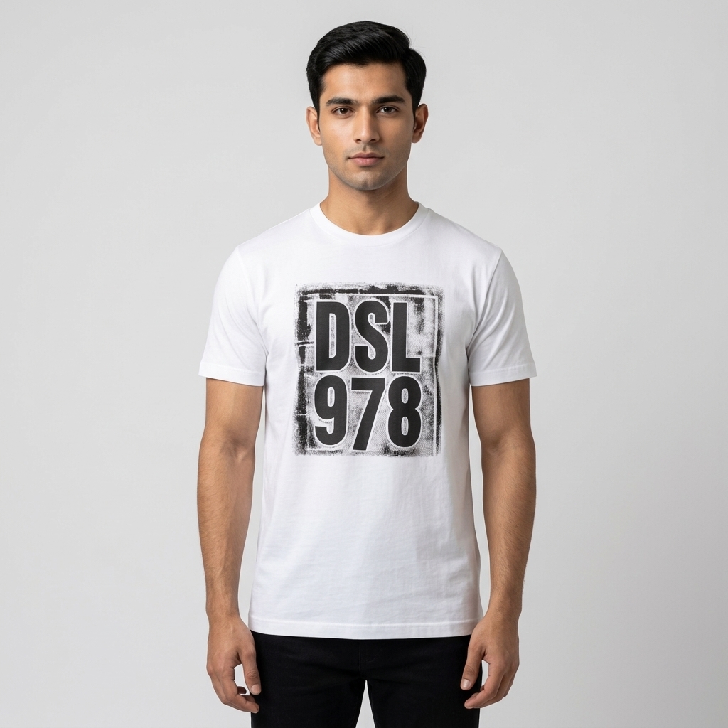 Premium Diesel Drop Shoulder Men's T-shirt White - Model view 2