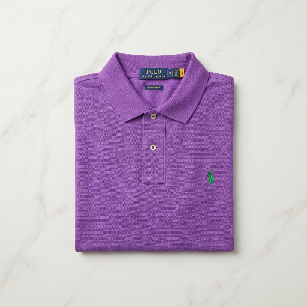 Polo Ralph Lauren Purple Polo Shirt folded flat lay