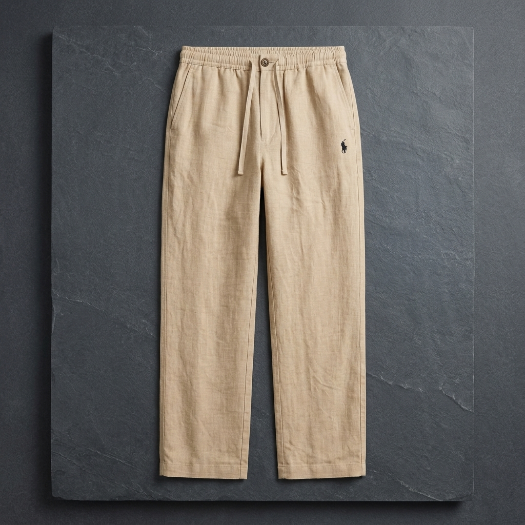 Remi Cotton Beige Trouser – lifestyle shot