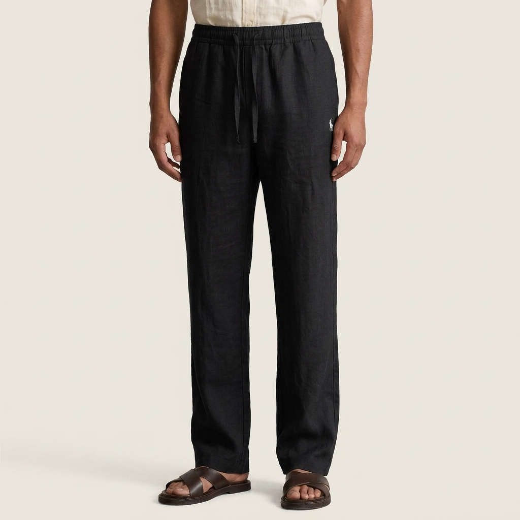 Remi Cotton Black Trouser – on model close-up