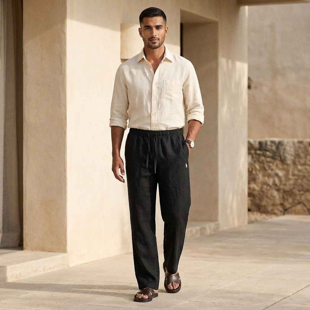 Remi Cotton Black Trouser – lifestyle shot